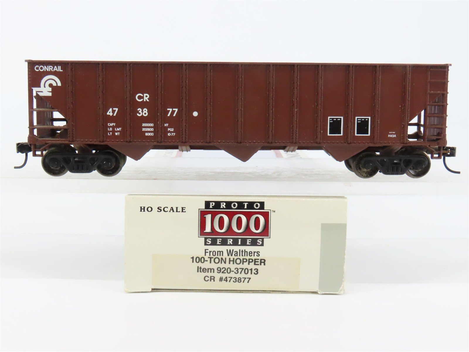 HO Scale PROTO 1000 920-37013 CR Conrail 100-Ton Hopper 473877 RTR