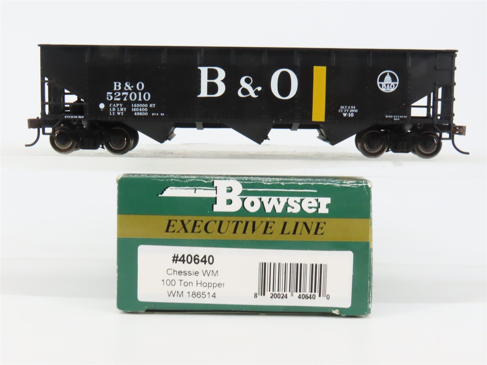 HO Scale Bowser 40640 B&O Baltimore & Ohio 3-Bay Hopper 527010 RTR