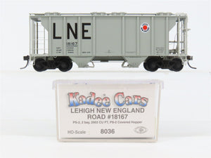 HO Scale Kadee 8036 LNE Lehigh New England 2-Bay PS-2 Covered Hopper 18167 RTR