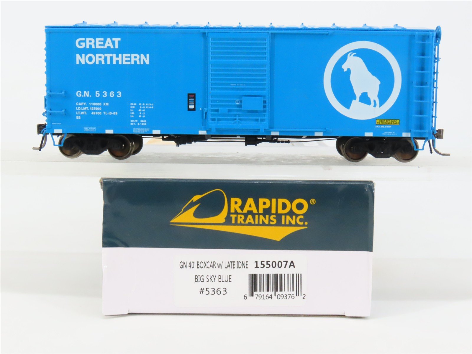 HO Scale Rapido 155007A GN Great Northern 40' Box Car 5363 RTR