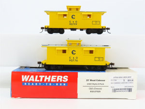 HO Scale Walthers 932-27525 C&O 25' Wood Caboose 2-Pack 90776, 90799 RTR