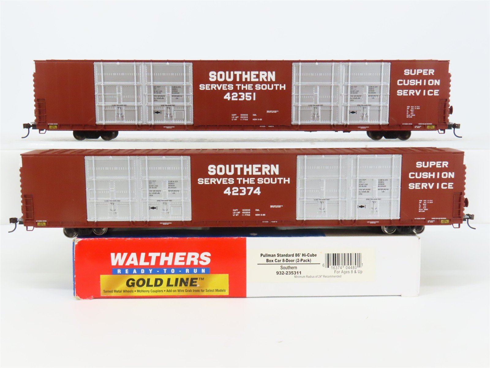 HO Scale Walthers 932-235311 Southern 86' 86' Hi-Cube 8-Door Box Car 2-Pack RTR