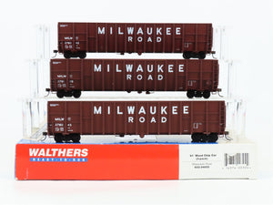 HO Scale Walthers 932-34055 MILW Milwaukee Road 61' Wood Chip Car 3-Pack RTR