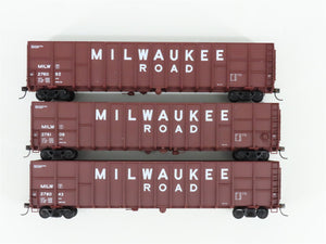 HO Scale Walthers 932-34055 MILW Milwaukee Road 61' Wood Chip Car 3-Pack RTR