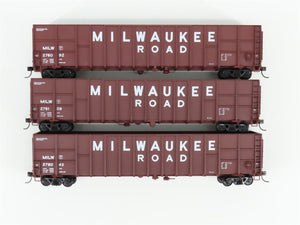 HO Scale Walthers 932-34055 MILW Milwaukee Road 61' Wood Chip Car 3-Pack RTR
