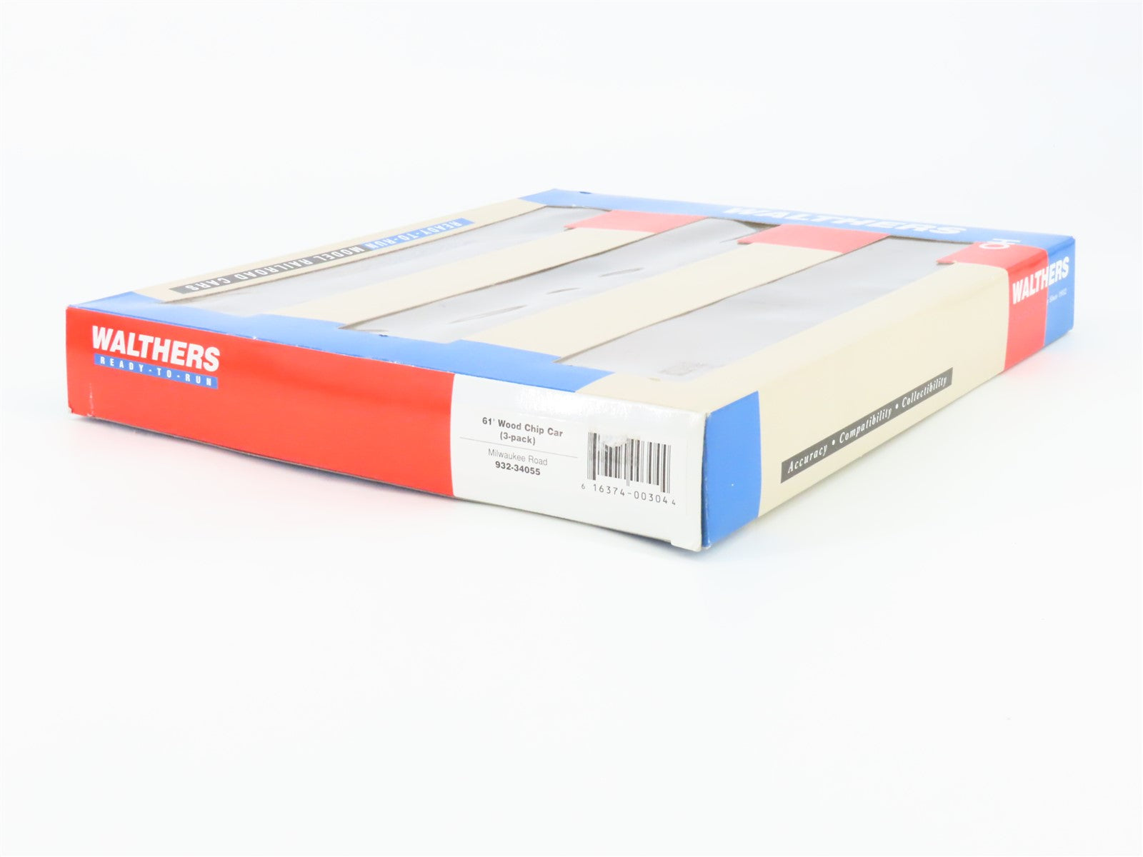 HO Scale Walthers 932-34055 MILW Milwaukee Road 61' Wood Chip Car 3-Pack RTR