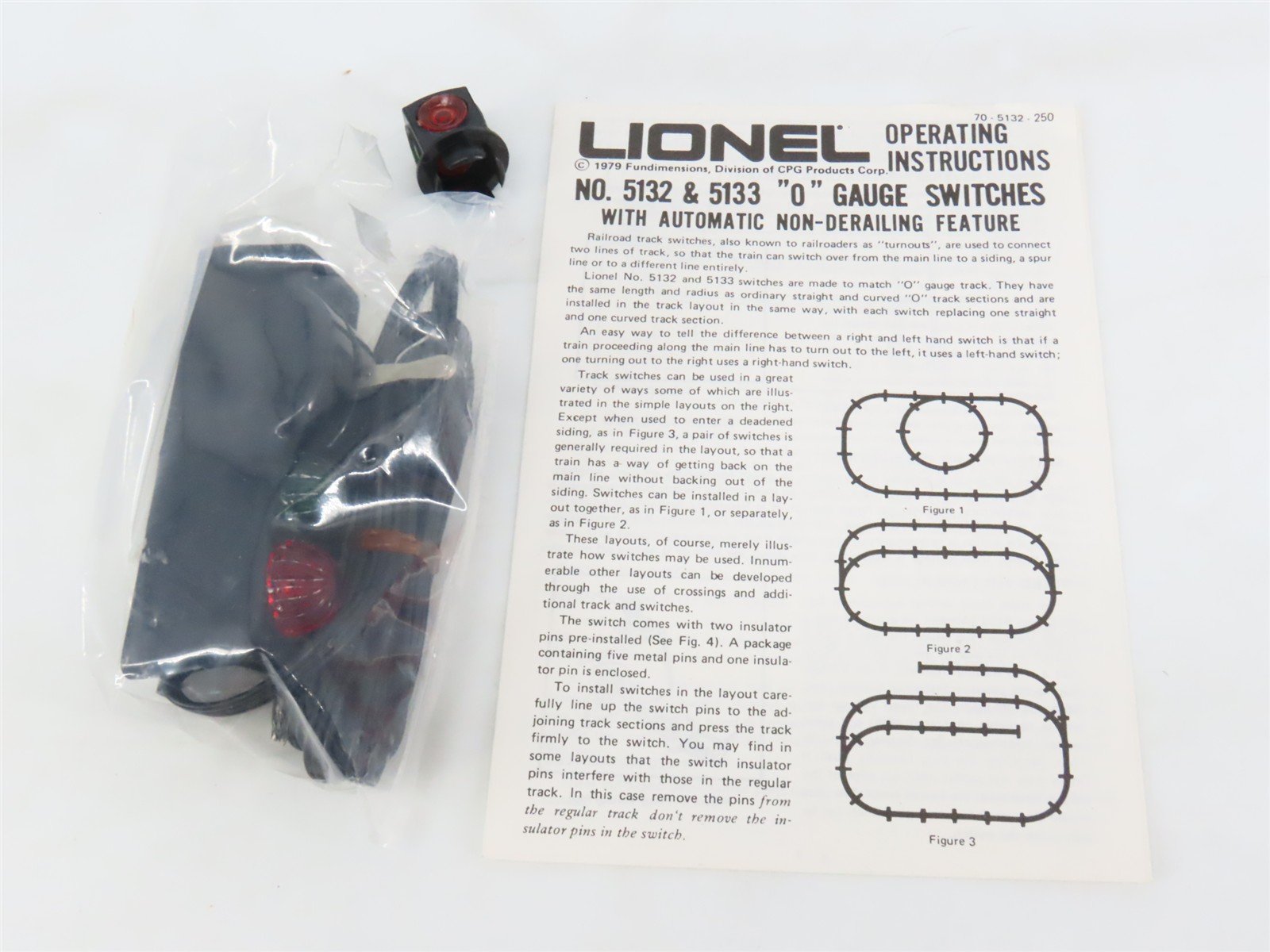 O Gauge 3-Rail Lionel 6-5132 Righthand Remote Switch Track Piece