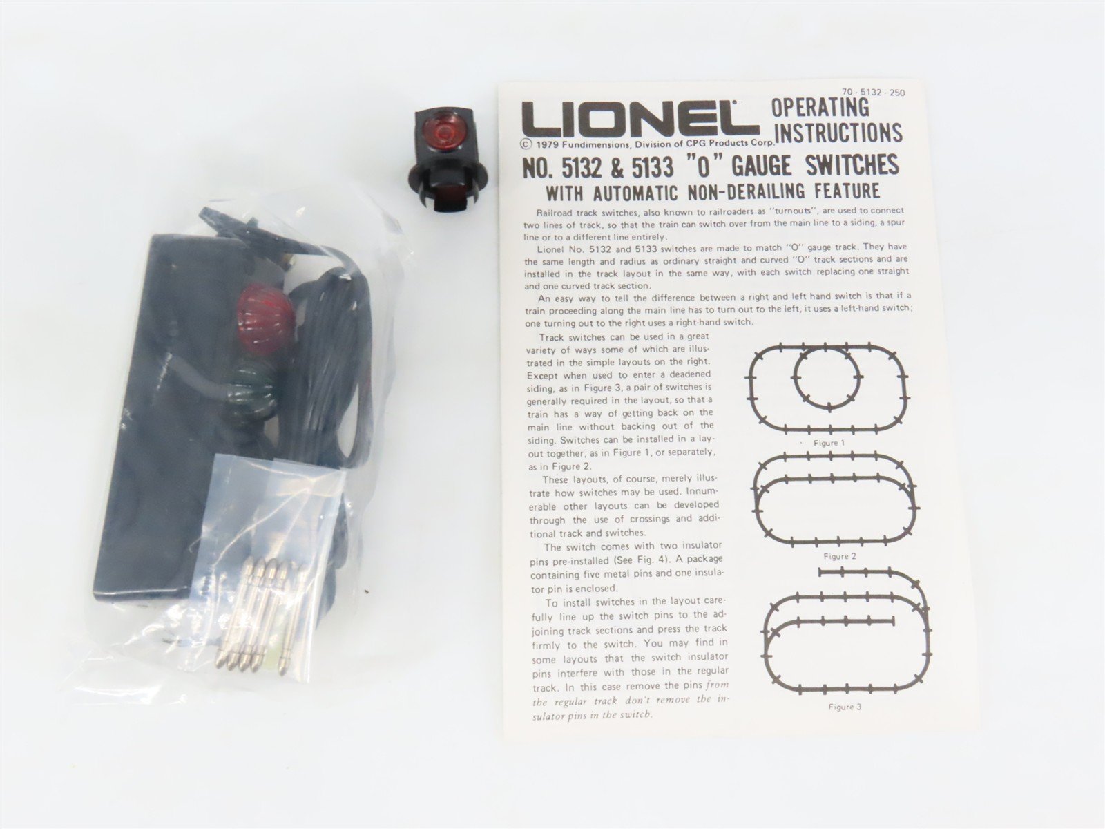 O Gauge 3-Rail Lionel 6-5132 Righthand Remote Switch Track Piece