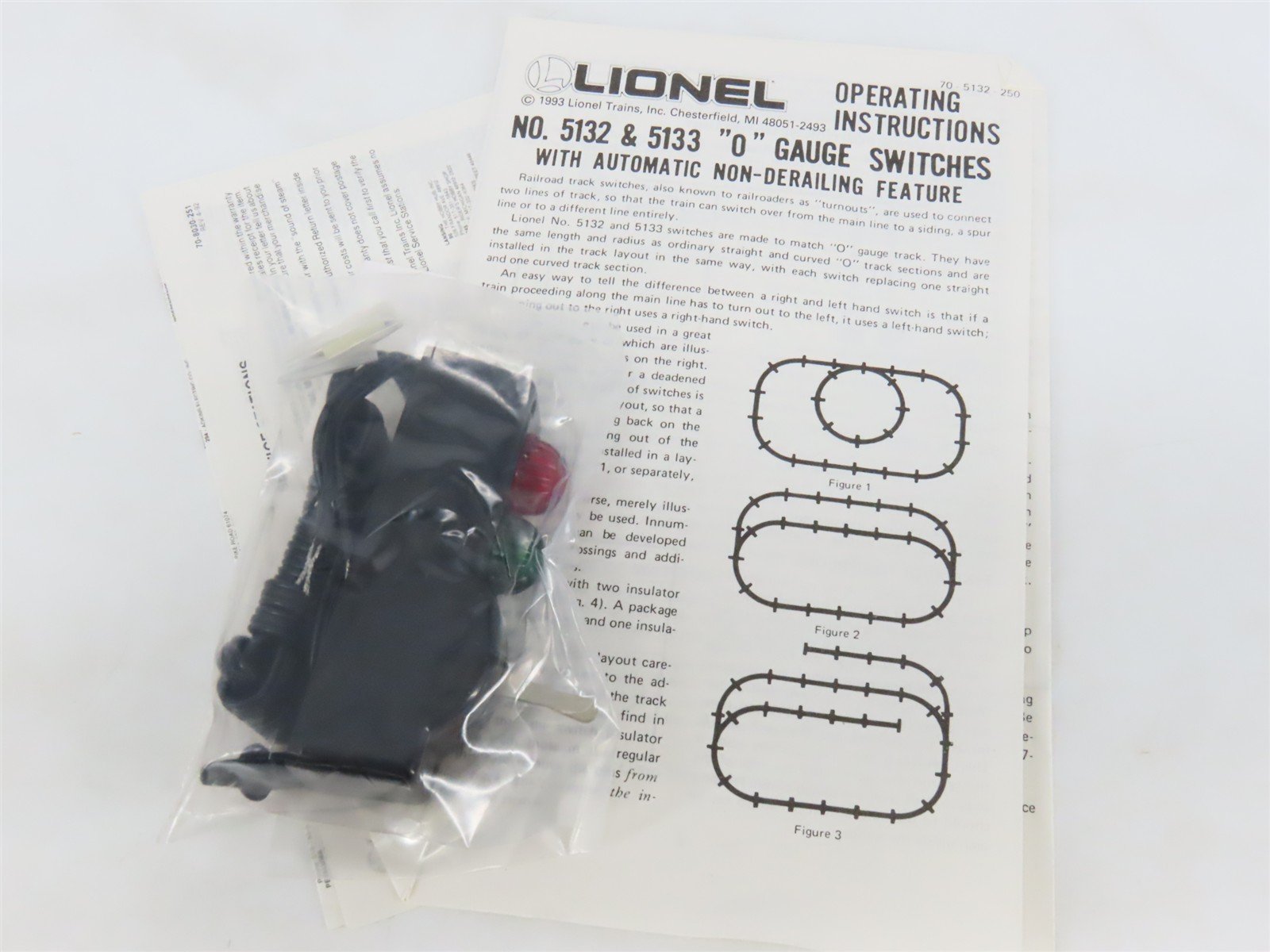 O Gauge 3-Rail Lionel 6-5133 Lefthand Remote Switch Track Piece