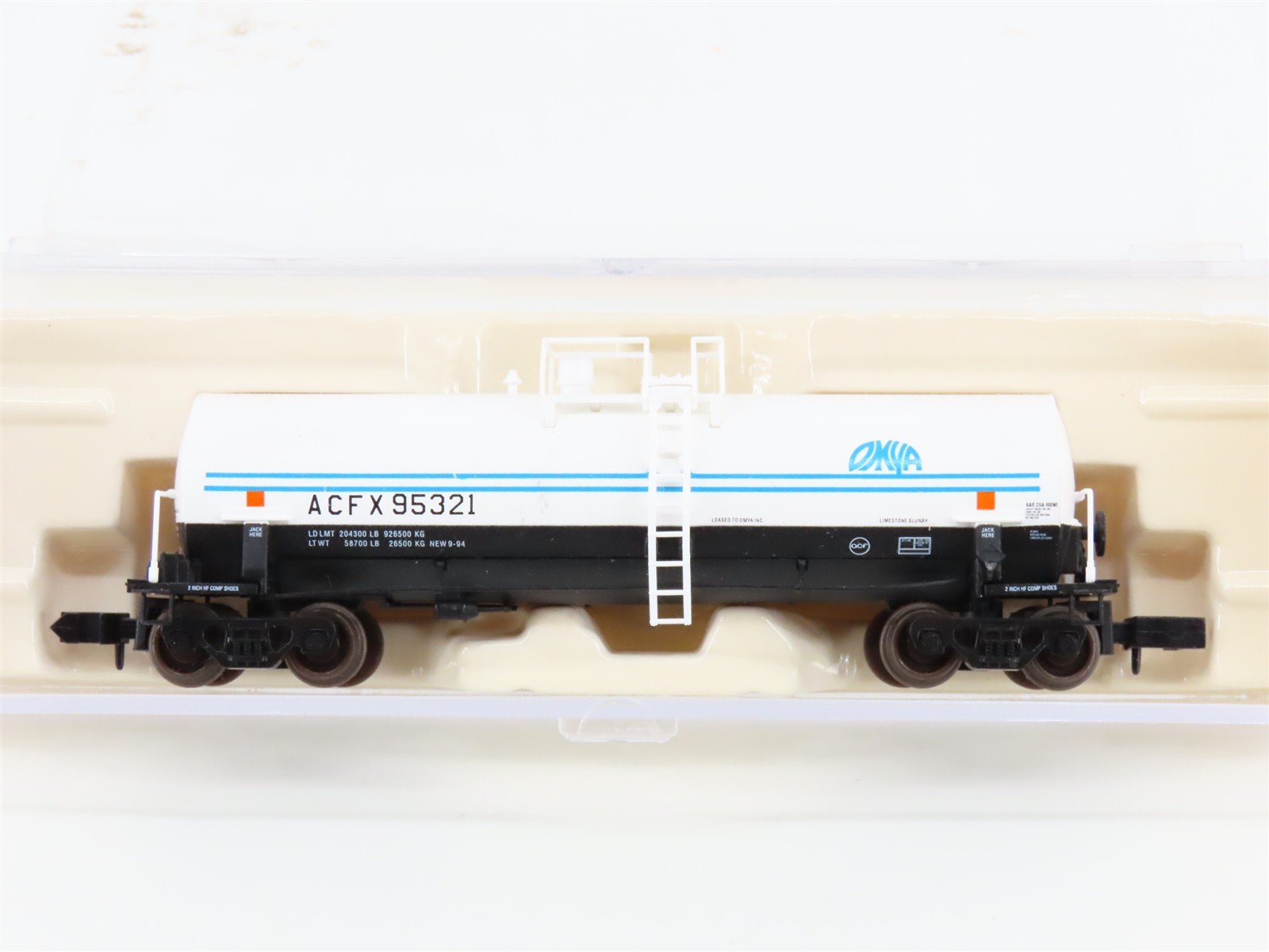 N Scale Atlas 34831 ACFX Omya Kaolin Tankcar #95321