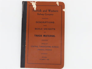 Norfolk & Western Standard Plans Binder & Track Material Guide Booklet - 1950s