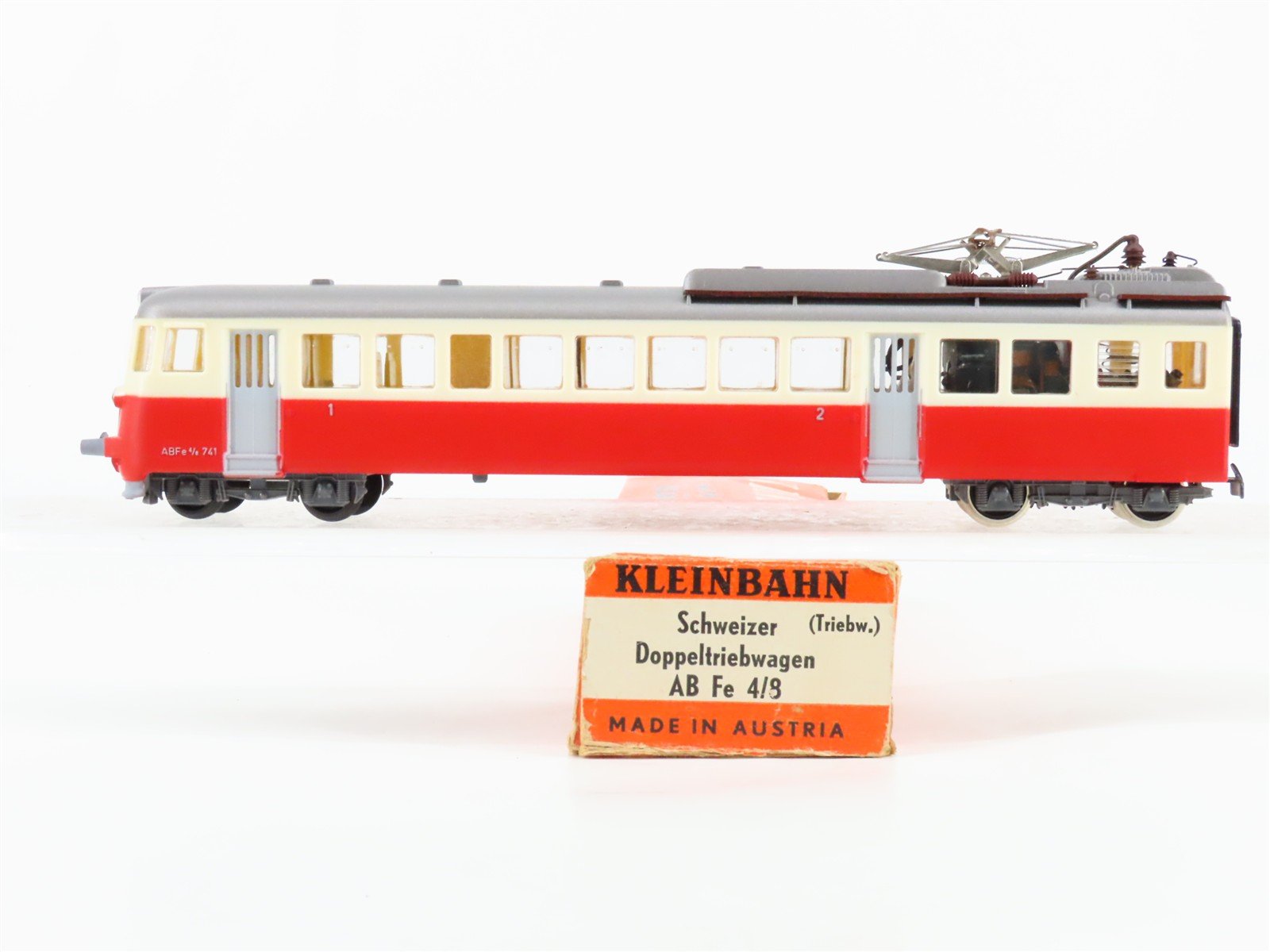 HO Scale Kleinbahn Unlettered Red Swiss Class ABFe 4/8 Electric Rail Car #741