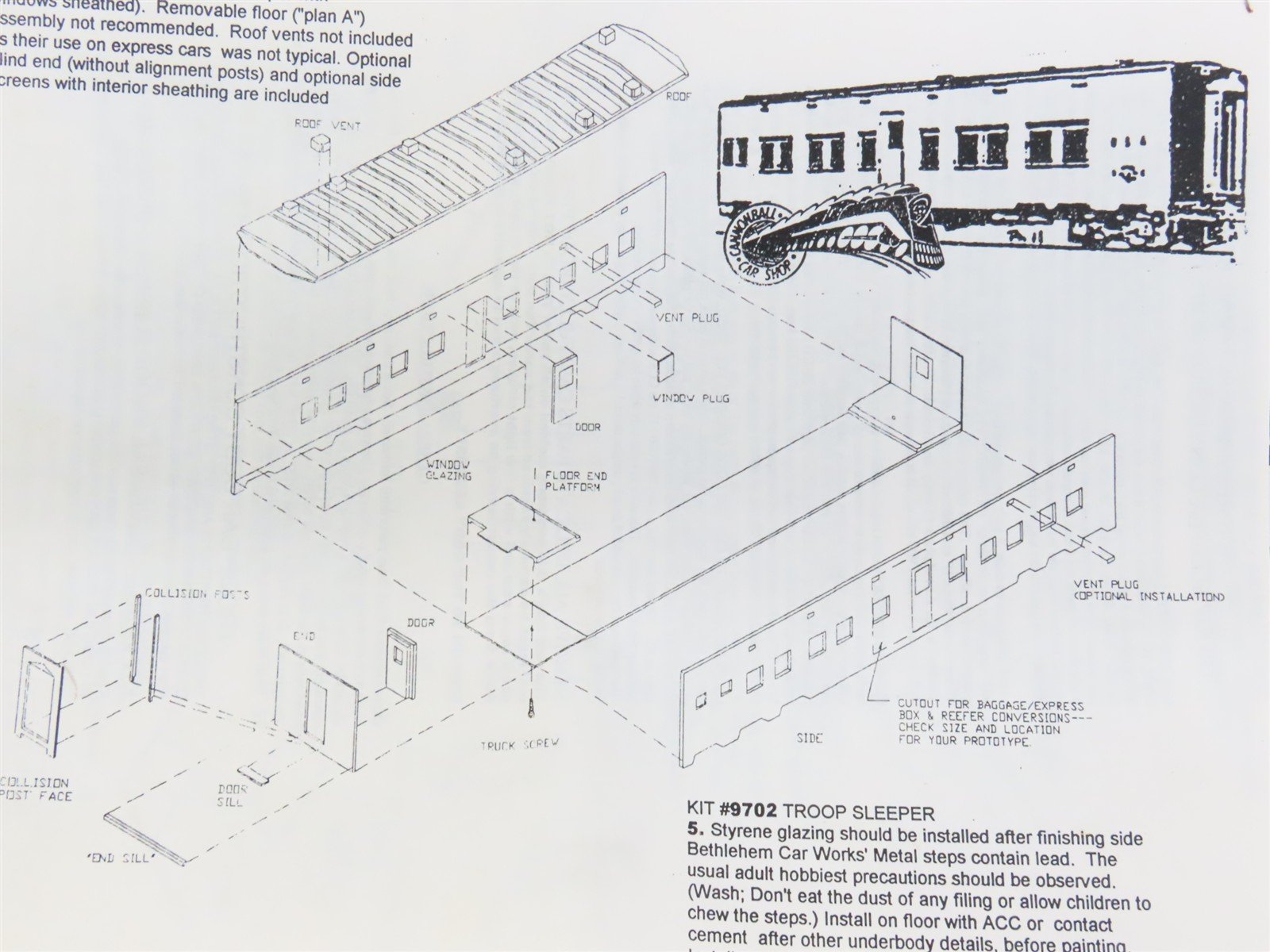 HO Scale MRR 197-9707 WWII Rxpress/Baggage Mail Passenger Car Kit