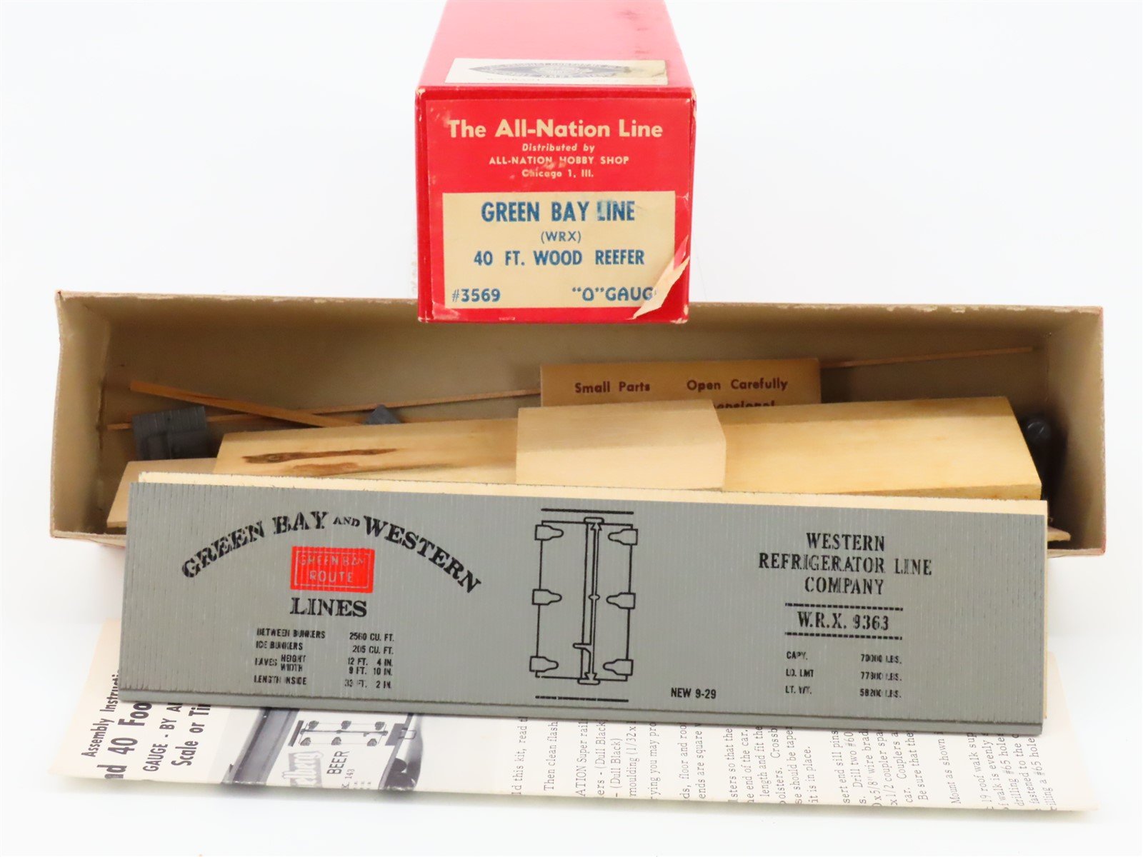 O Scale 2-Rail All-Nation Kit 3569 WRX Green Bay Route 40' Wood Reefer #9363