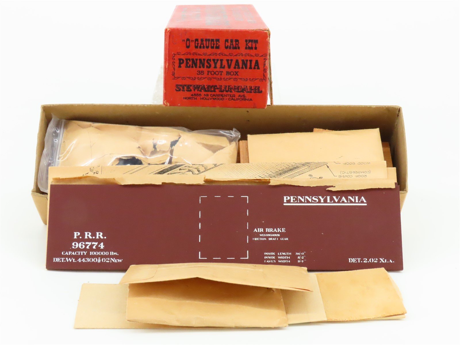 O Scale 2-Rail Stewart-Lundahl Kit PRR Pennsylvania 35' Wood Box Car #96774