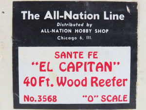 O Scale 2-Rail All-Nation Kit #3568 SFRD/ATSF El Capitan 40' Wood Reefer #34832