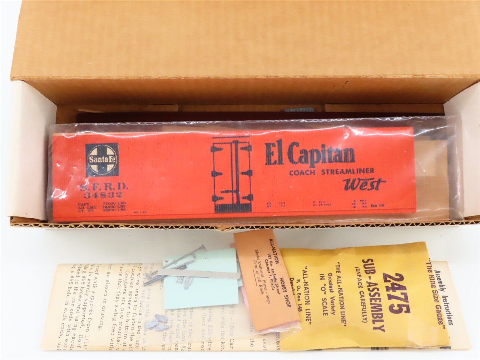 O Scale 2-Rail All-Nation Kit #3568 SFRD/ATSF El Capitan 40' Wood Reefer #34832