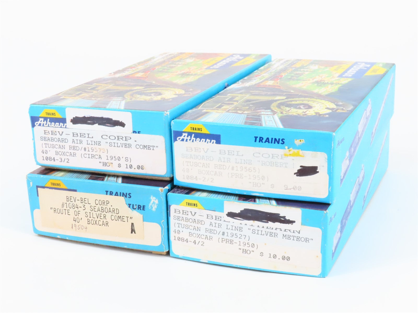 LOT of 4 HO Scale Athearn Bev-Bel Kits SAL Seaboard Air Line 40' Box Cars