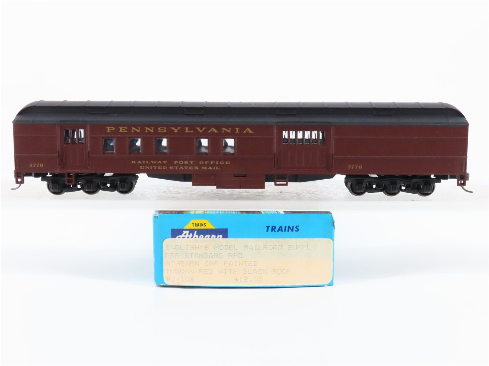 HO Scale Athearn / English's #3-106 PRR Pennsylvania RPO Passenger Car #3778