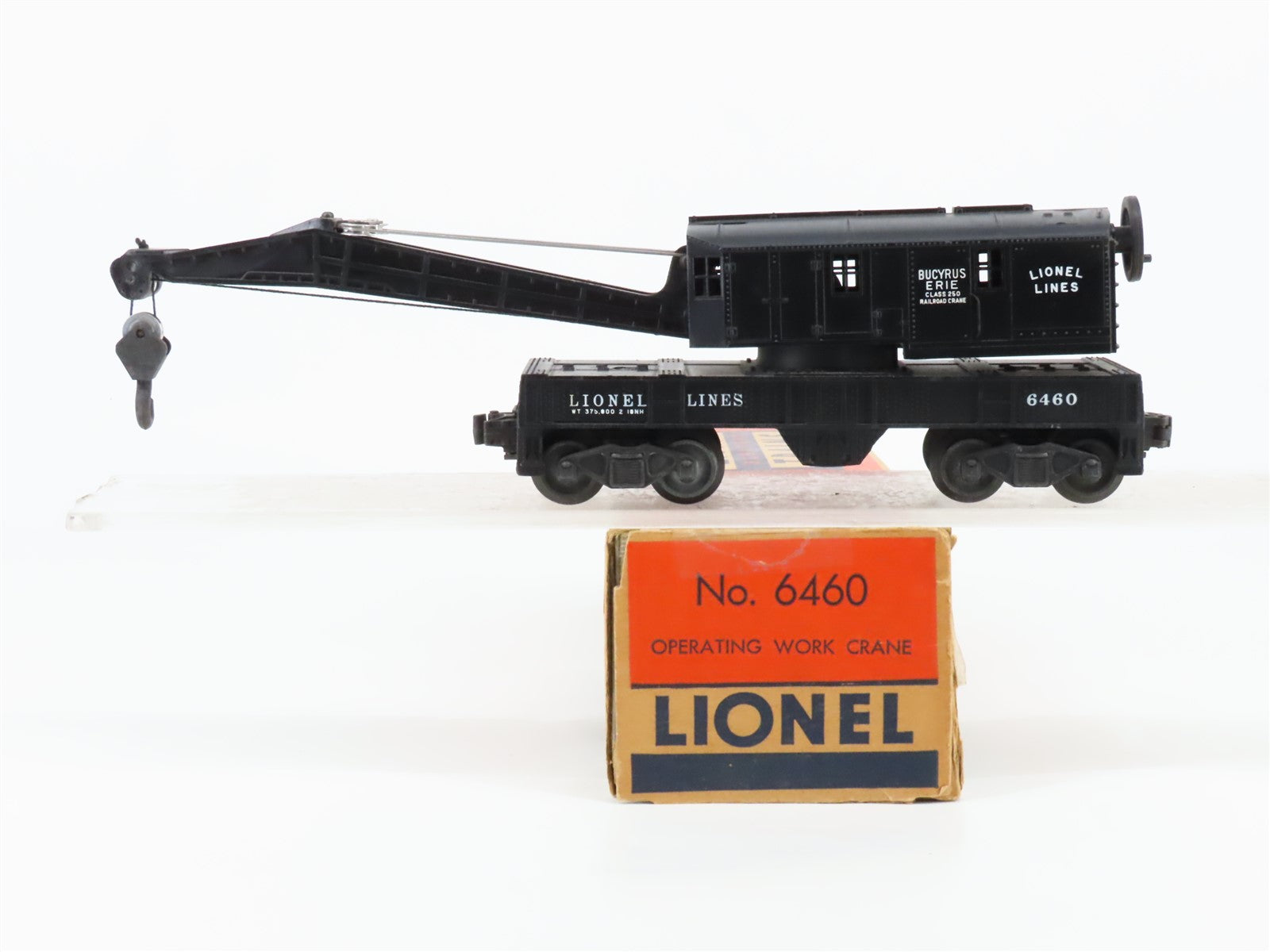 O Gauge 3-Rail Lionel Lines 6460 Bucyrus Erie Class 250 Operating Crane Car