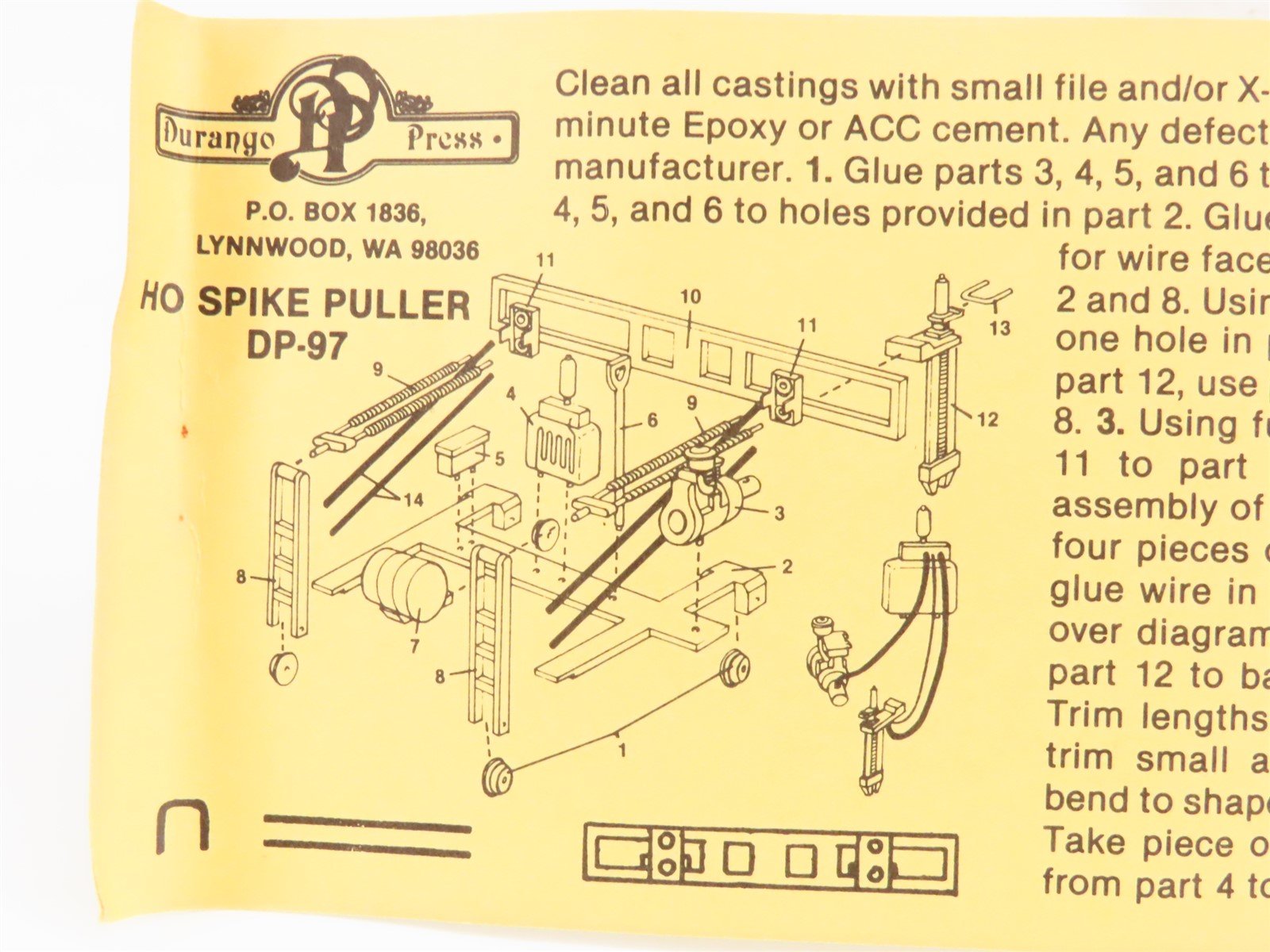 HO 1/87 Scale Wheel Works/Durango Press Kit 92-100 MoW Maintenance Equipment Set