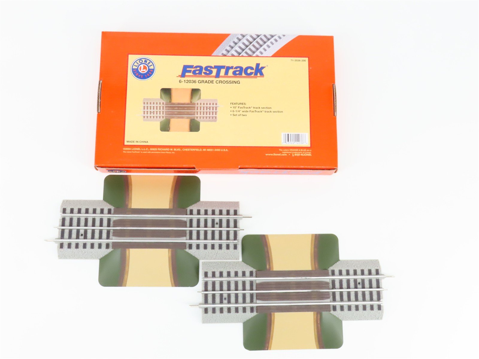 O Gauge 3-Rail Lionel 6-12036 Grade Crossing Track Piece 2-Pack