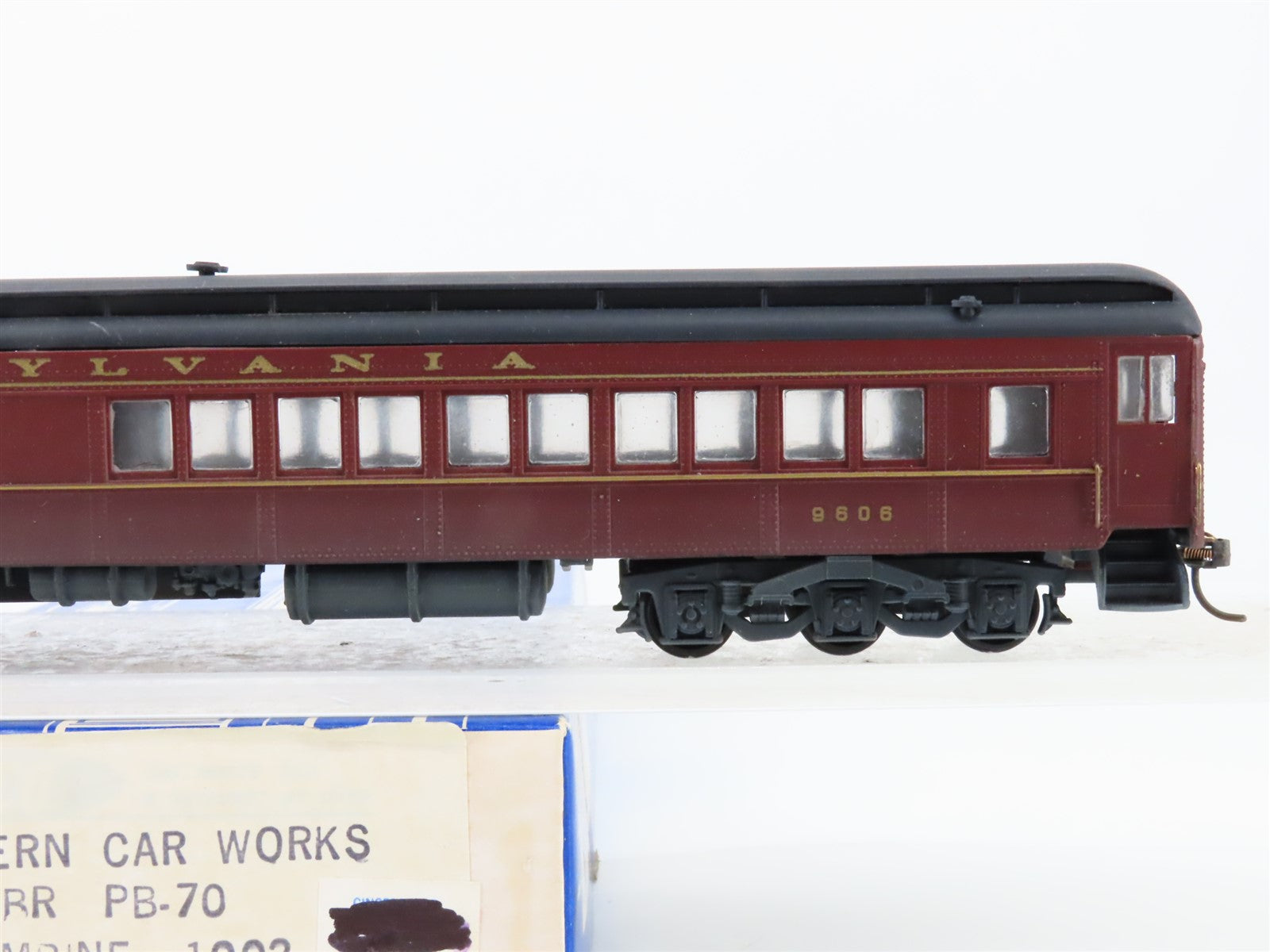 HO Scale Eastern Car Works 1002 PRR PB-70 Combine Passenger #9606 - Weathered
