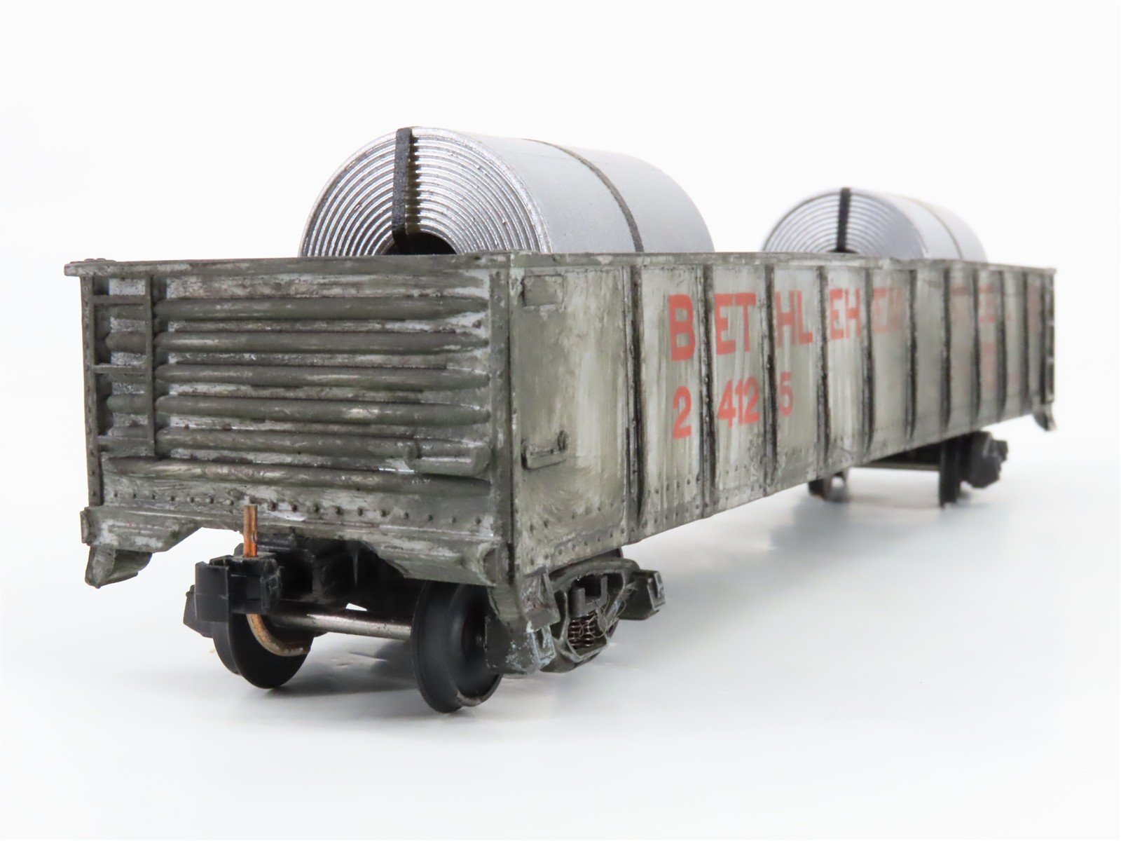 S Scale American Flyer Bethlehem Steel Gondola #24125 Weathered w/Coil Loads