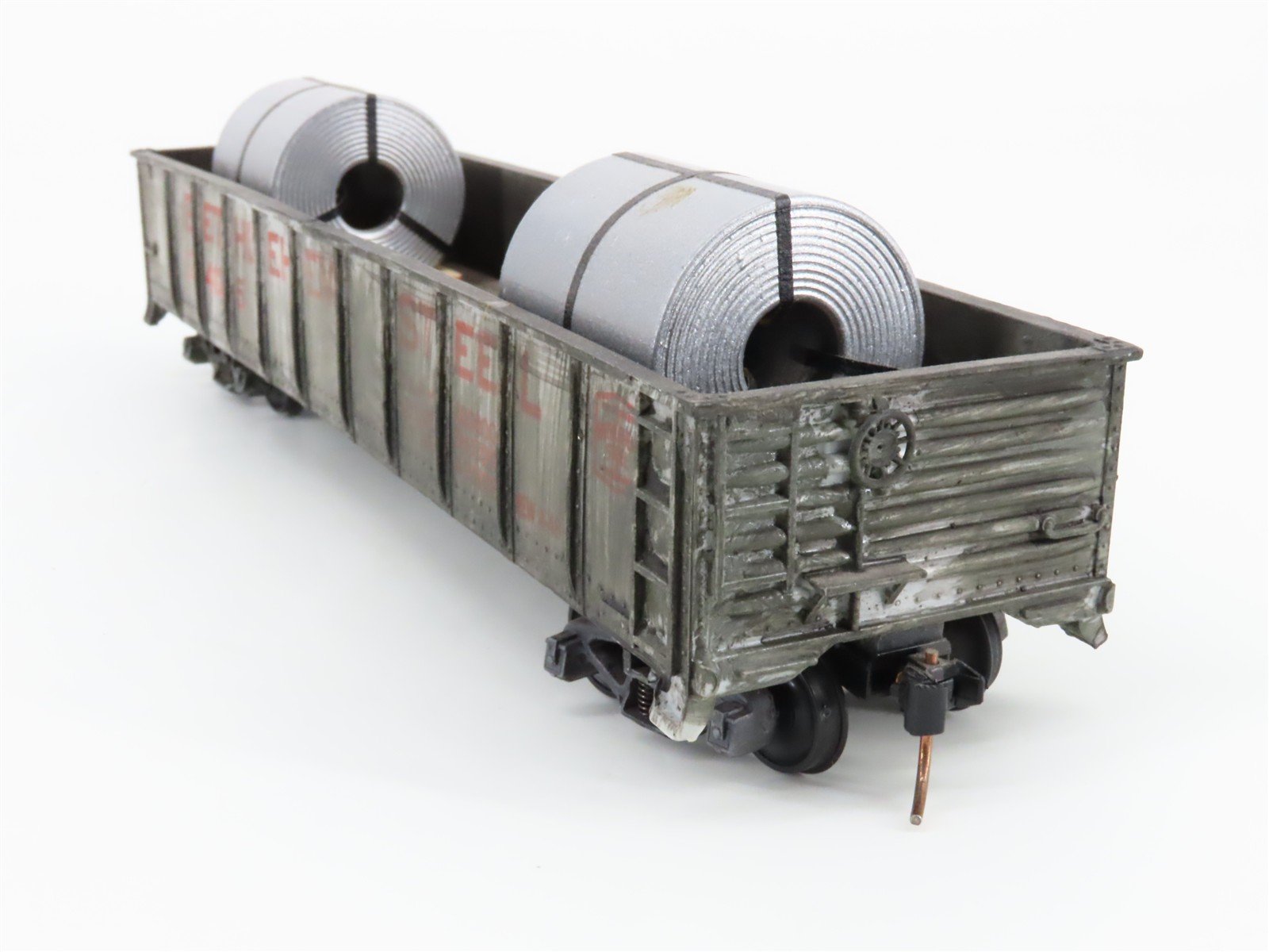 S Scale American Flyer Bethlehem Steel Gondola #24125 Weathered w/Coil Loads