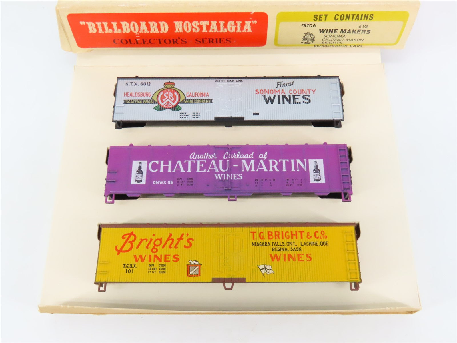 HO Scale Train-Miniature Kit #8706 Wine Makers 40' Reefers 3-Pack
