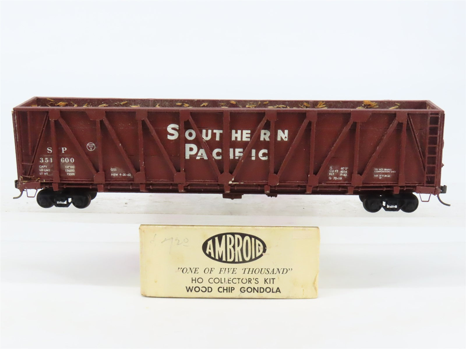 HO Scale Ambroid Wooden SP Southern Pacific Wood Chip Gondola #351600 - Custom