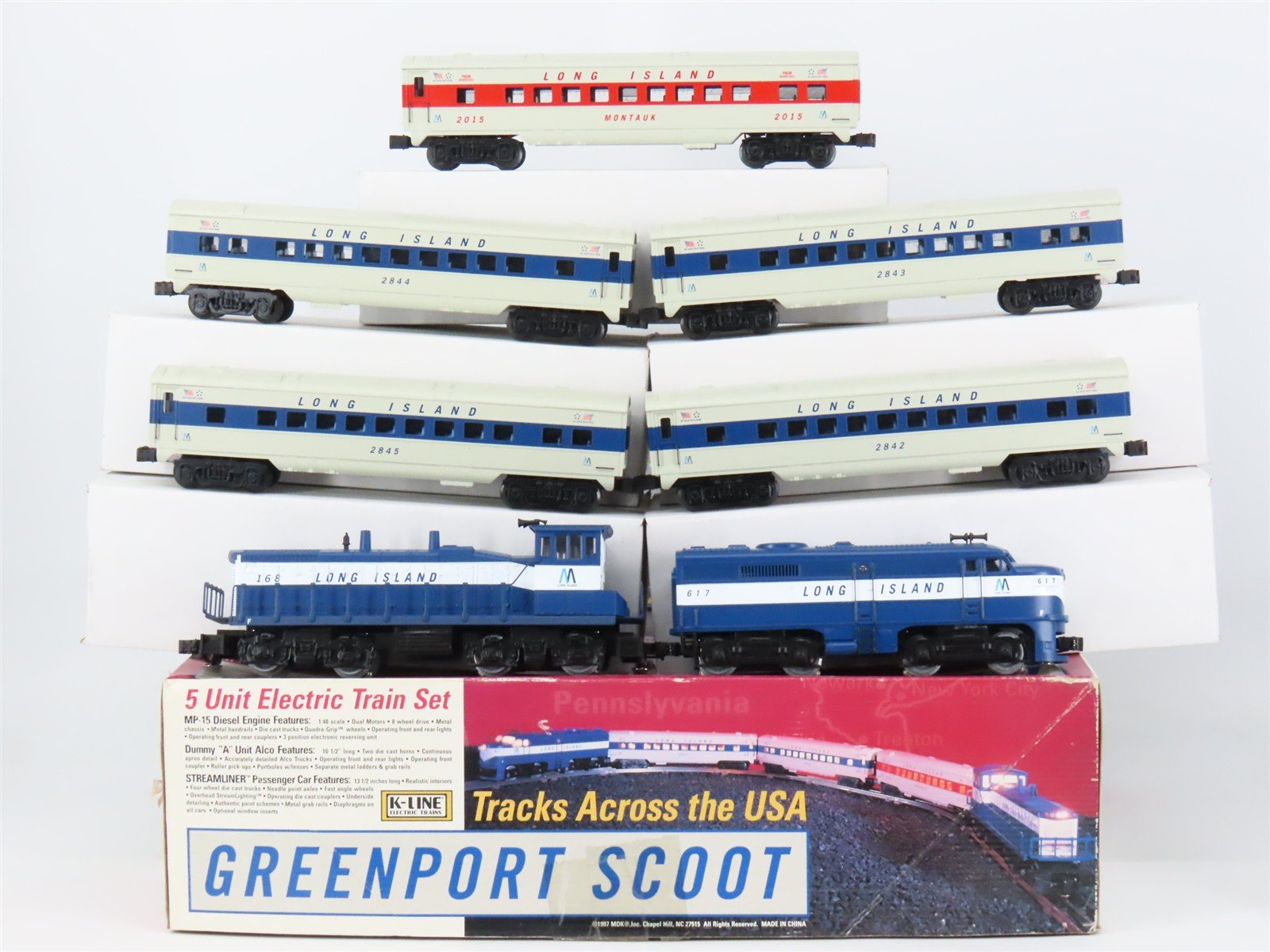 O 3-Rail K-Line K-1730 LI Long Island Greensport Scoot Diesel Passenger Set