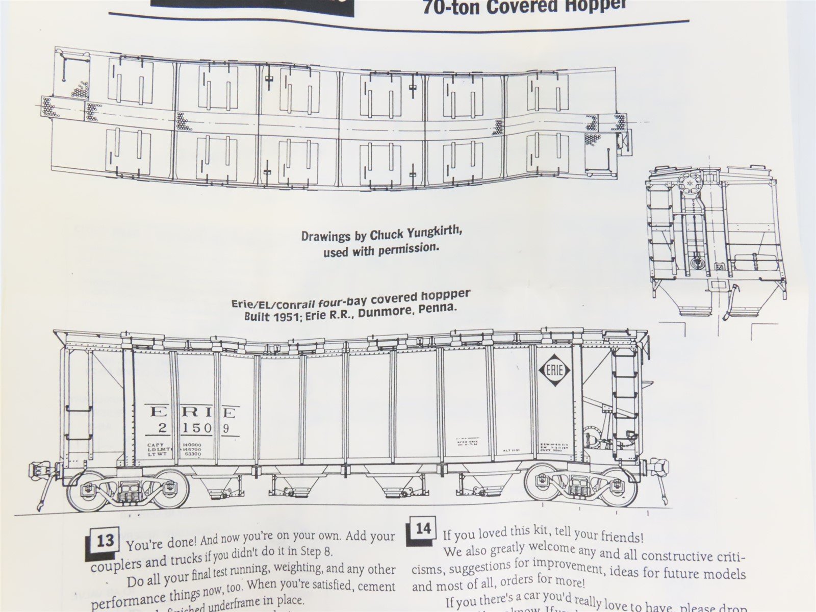 HO Scale West Shore Line Resin Kit #9201 Undecorated ERIE 4-Bay Covered Hopper