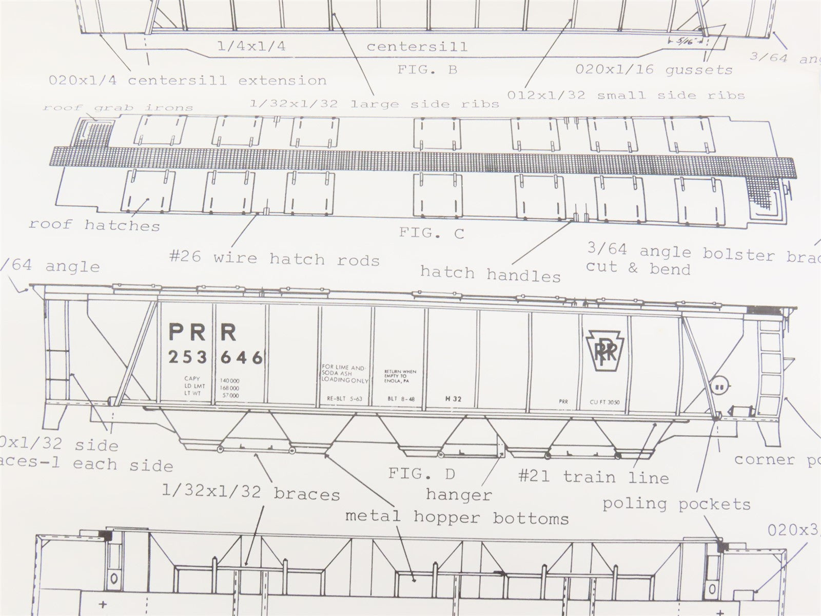 HO Scale Quality Craft Craftsman Kit Undecorated PRR 5-Bay 51' Covered Hopper