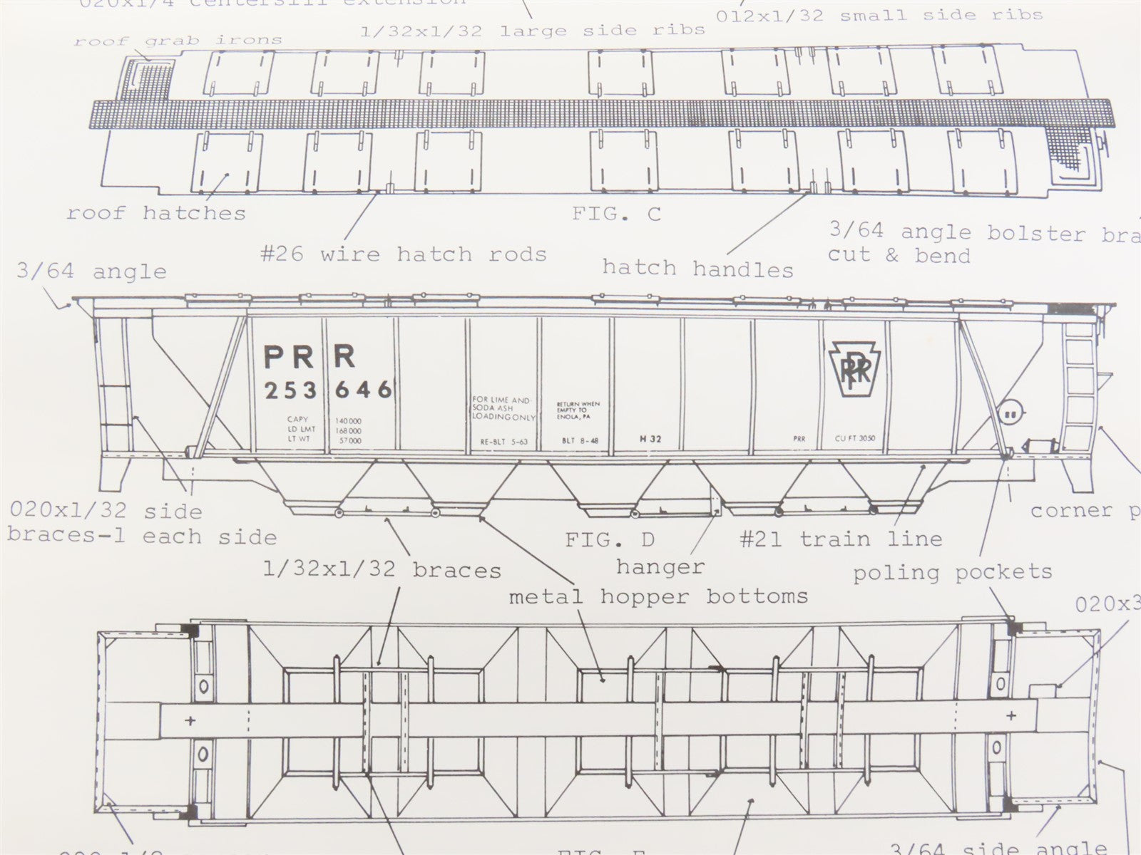 HO Scale Quality Craft Craftsman Kit Undecorated PRR 5-Bay 51' Covered Hopper