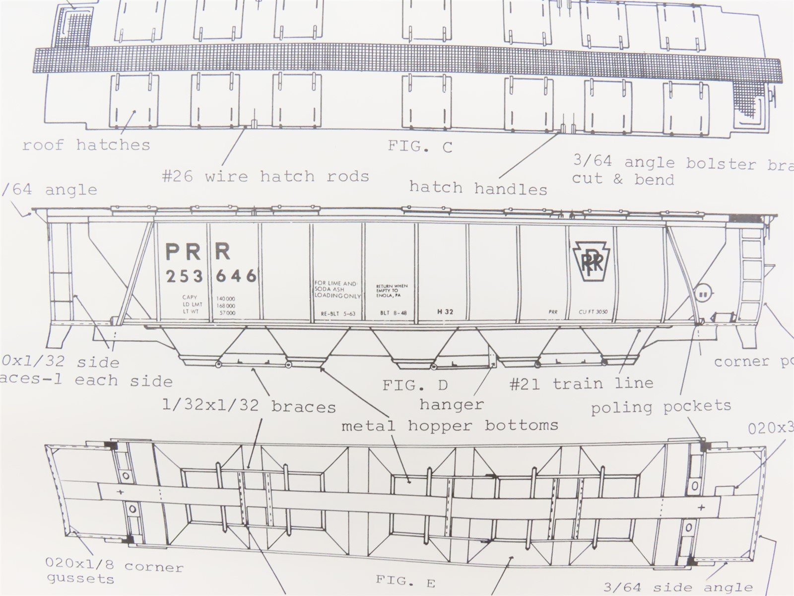 HO Scale Quality Craft Craftsman Kit Undecorated PRR 5-Bay 51' Covered Hopper
