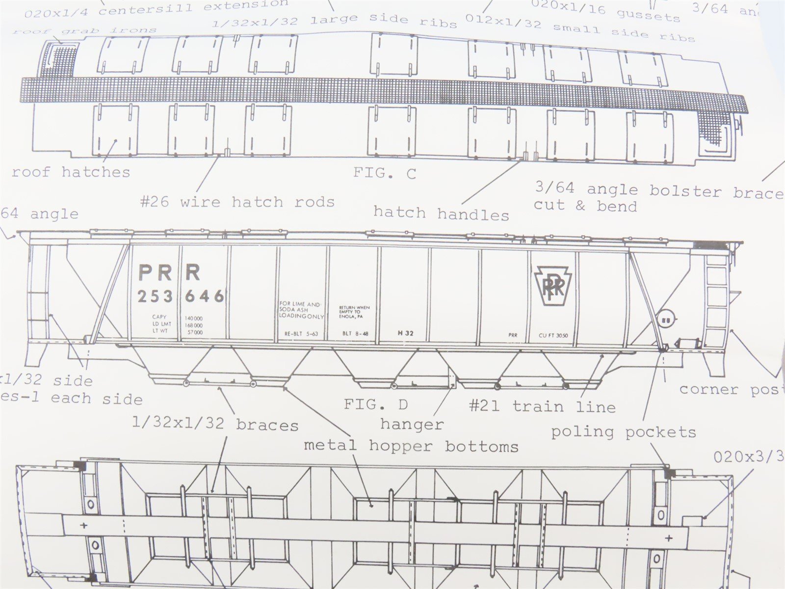 HO Scale Quality Craft Craftsman Kit Undecorated PRR 5-Bay 51' Covered Hopper