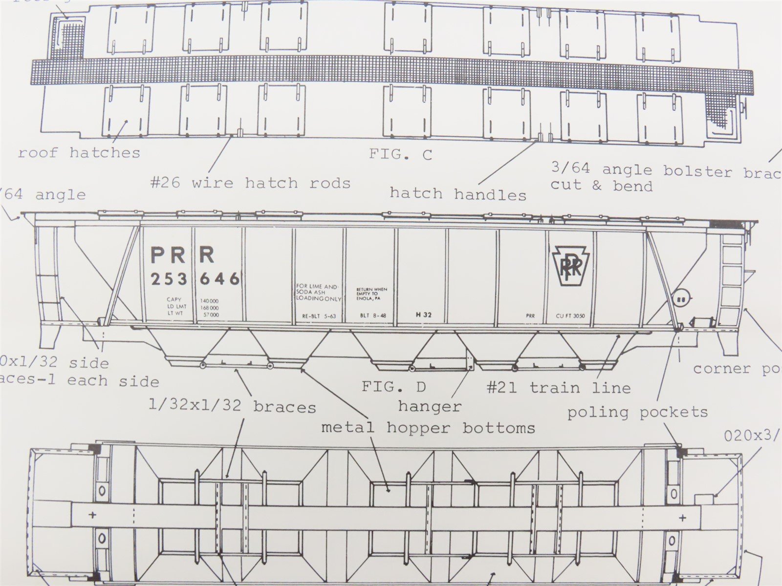 HO Scale Quality Craft Craftsman Kit Undecorated PRR 5-Bay 51' Covered Hopper