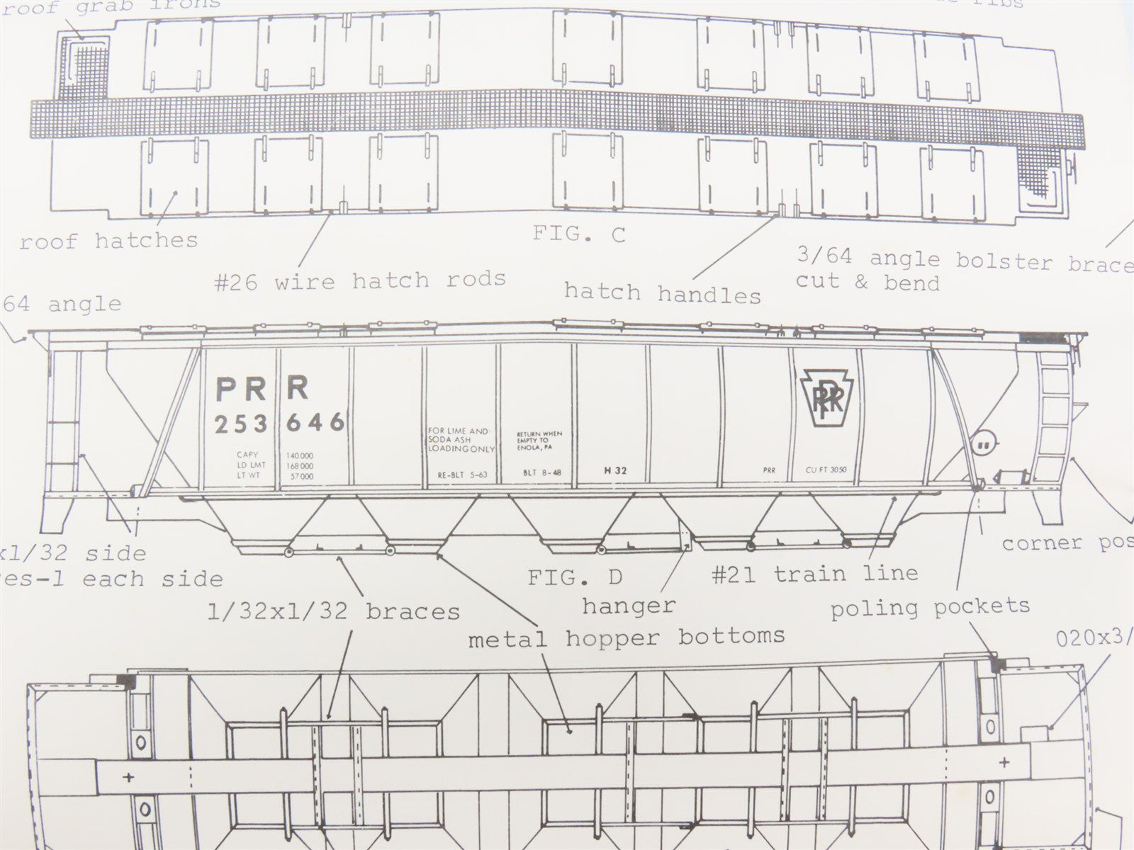HO Scale Quality Craft Craftsman Kit Undecorated PRR 5-Bay 51' Covered Hopper