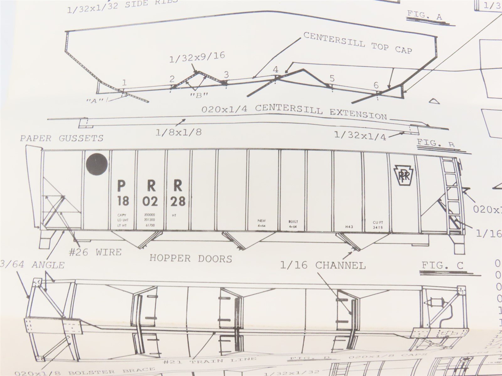 HO Scale Ambroid Craftsman Kit #H-9 Undecorated PRR 100-Ton 3-Bay Open Hopper