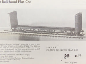 HO Scale-Craft Craftsman Kit #SCB-1 Undecorated DWC 70-Ton Bulkhead Flat Car