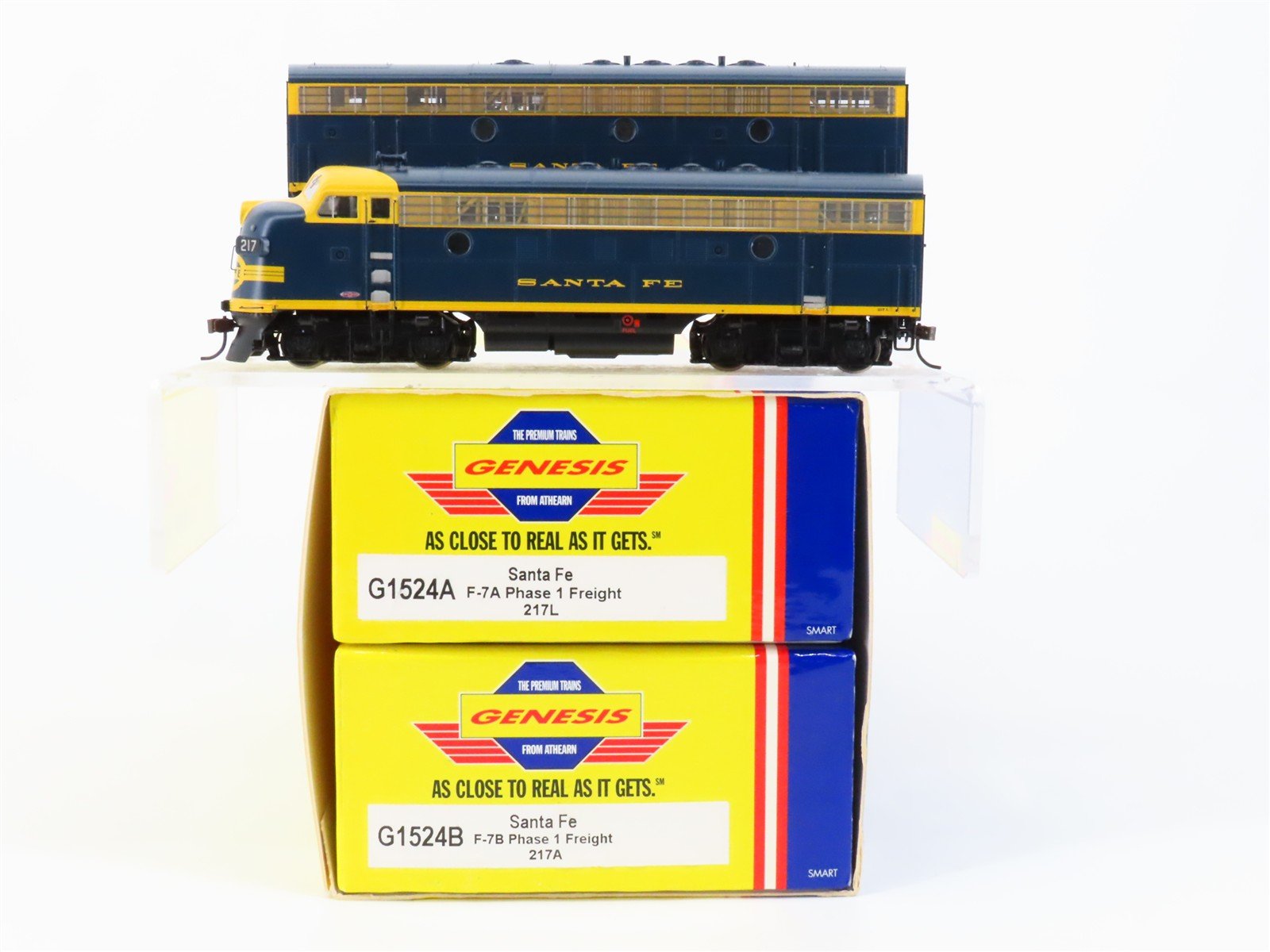 HO Scale Athearn Genesis G1524 ATSF Santa Fe EMD F7A/B Diesel Set #217L/217A