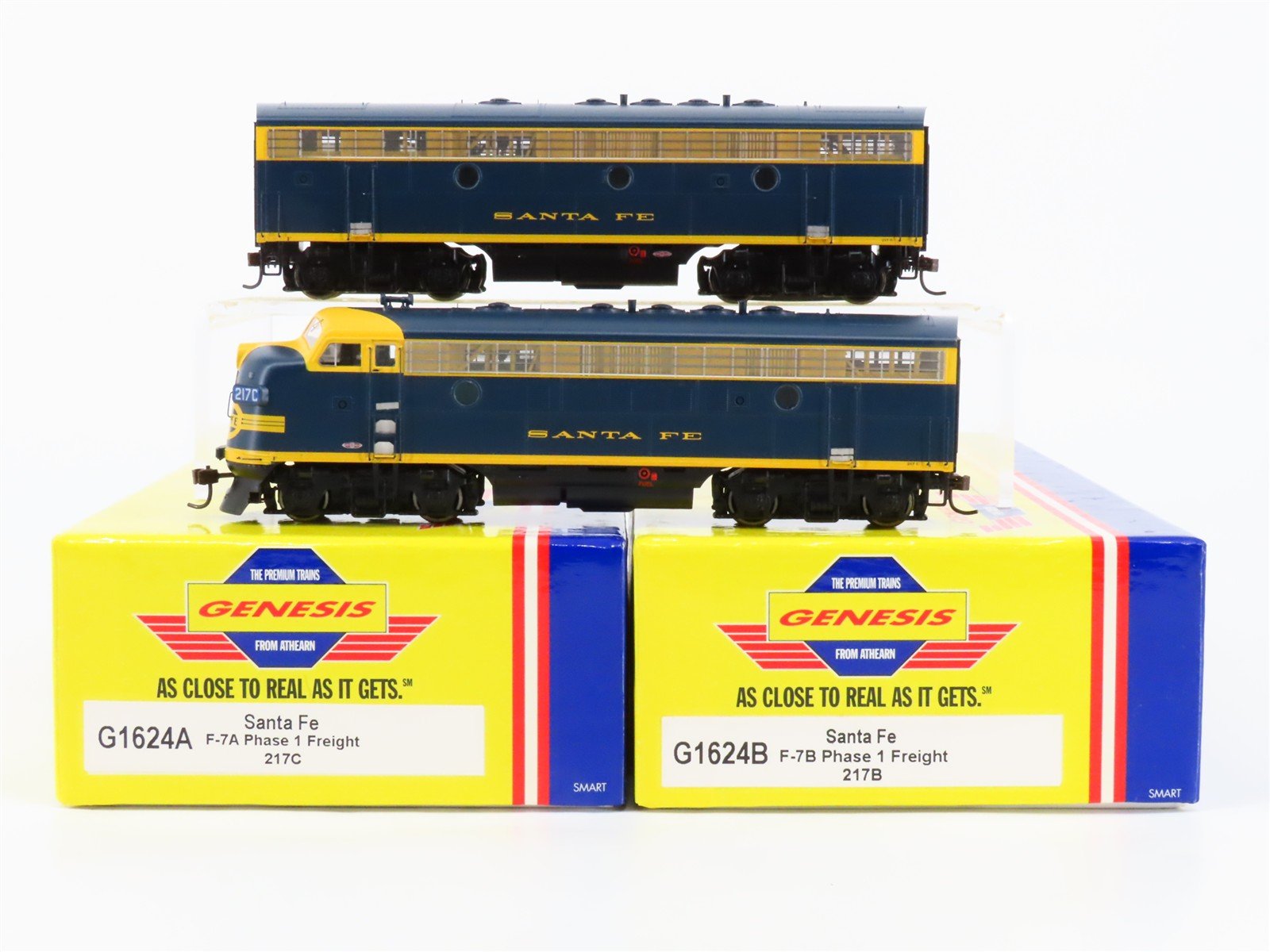 HO Scale Athearn Genesis G1624 ATSF Santa Fe EMD F7A/B Diesel Set #217C/217B