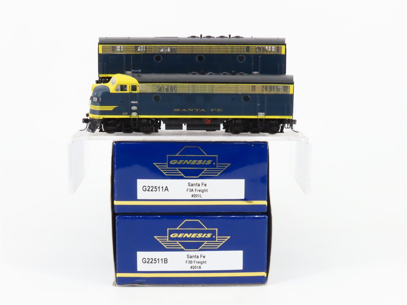 HO Scale Athearn Genesis G22511 ATSF Santa Fe F3A/B Diesel Set #201A/201L w/ DCC