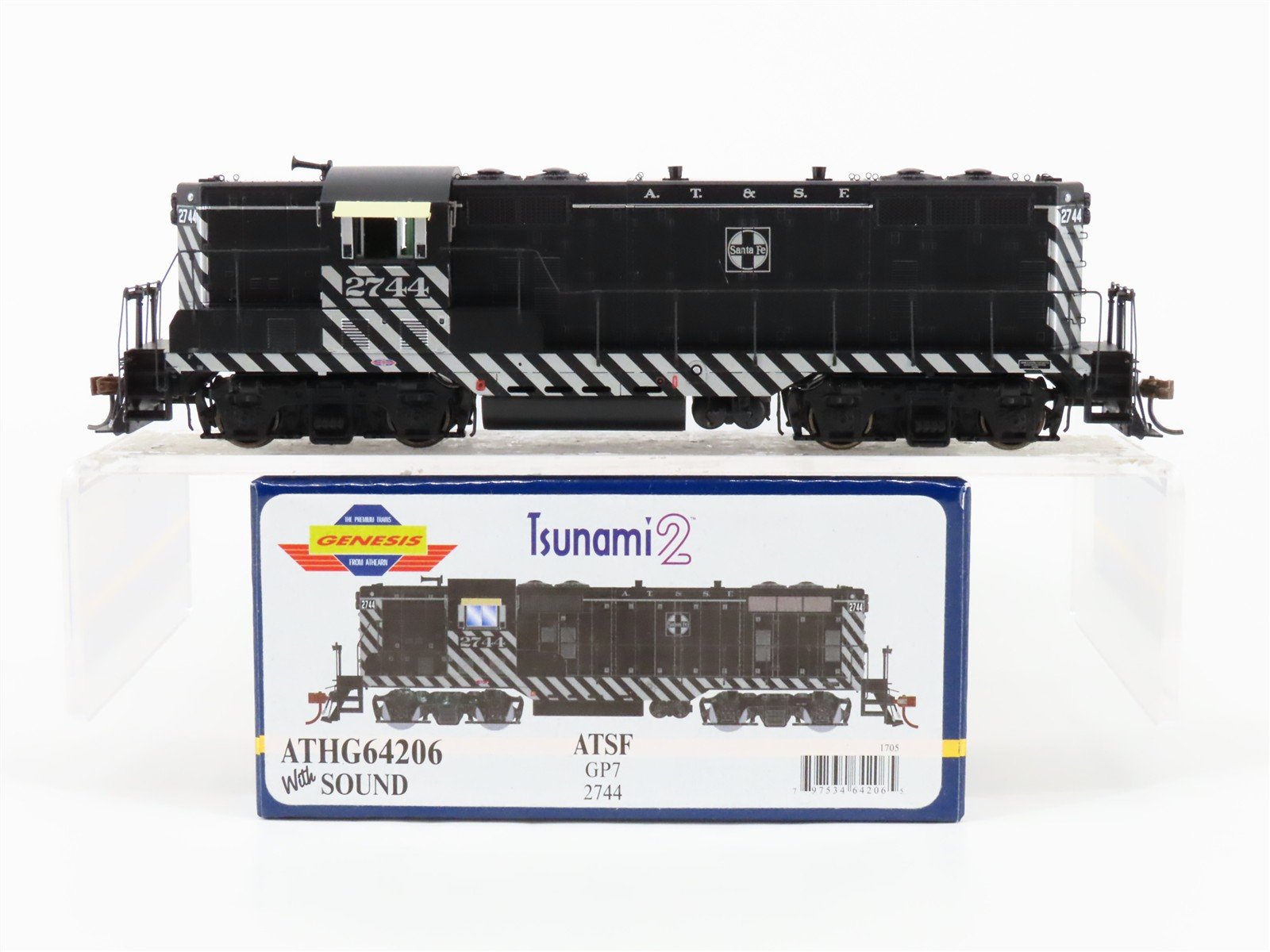 HO Scale Athearn Genesis ATHG64206 ATSF Santa Fe GP7 Diesel #2744 wDCC & Sound