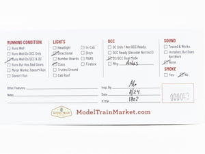 HO Scale Atlas Master 9591 ATSF Santa Fe H16-44 Diesel Locomotive #3017 wDCC