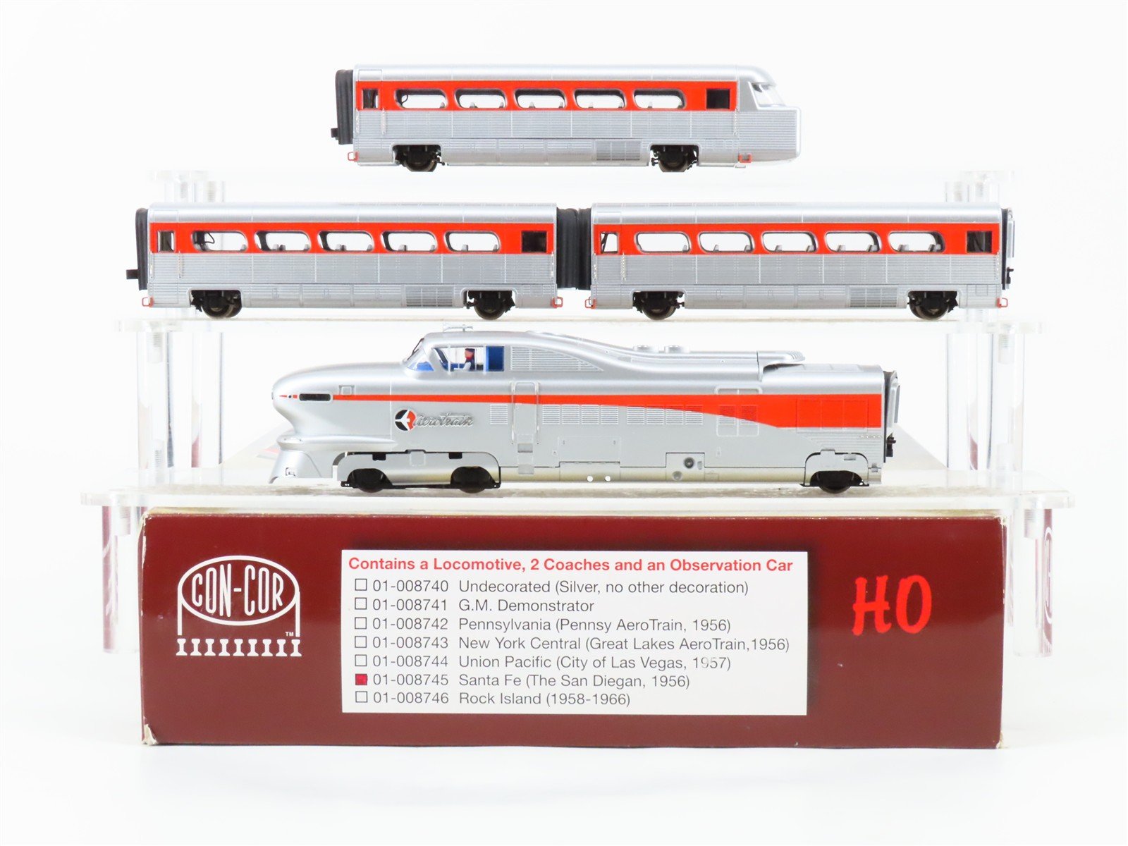 HO Scale Con-Cor 01-008745 ATSF Santa Fe San Diegan Diesel Passenger Set wDCC