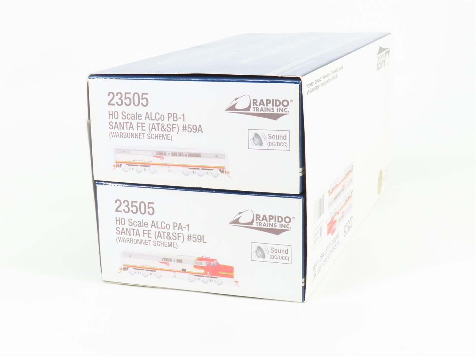 HO Scale Rapido 23505 ATSF Santa Fe Alco PA-1/PB-1 Diesel Loco Set wDCC & Sound