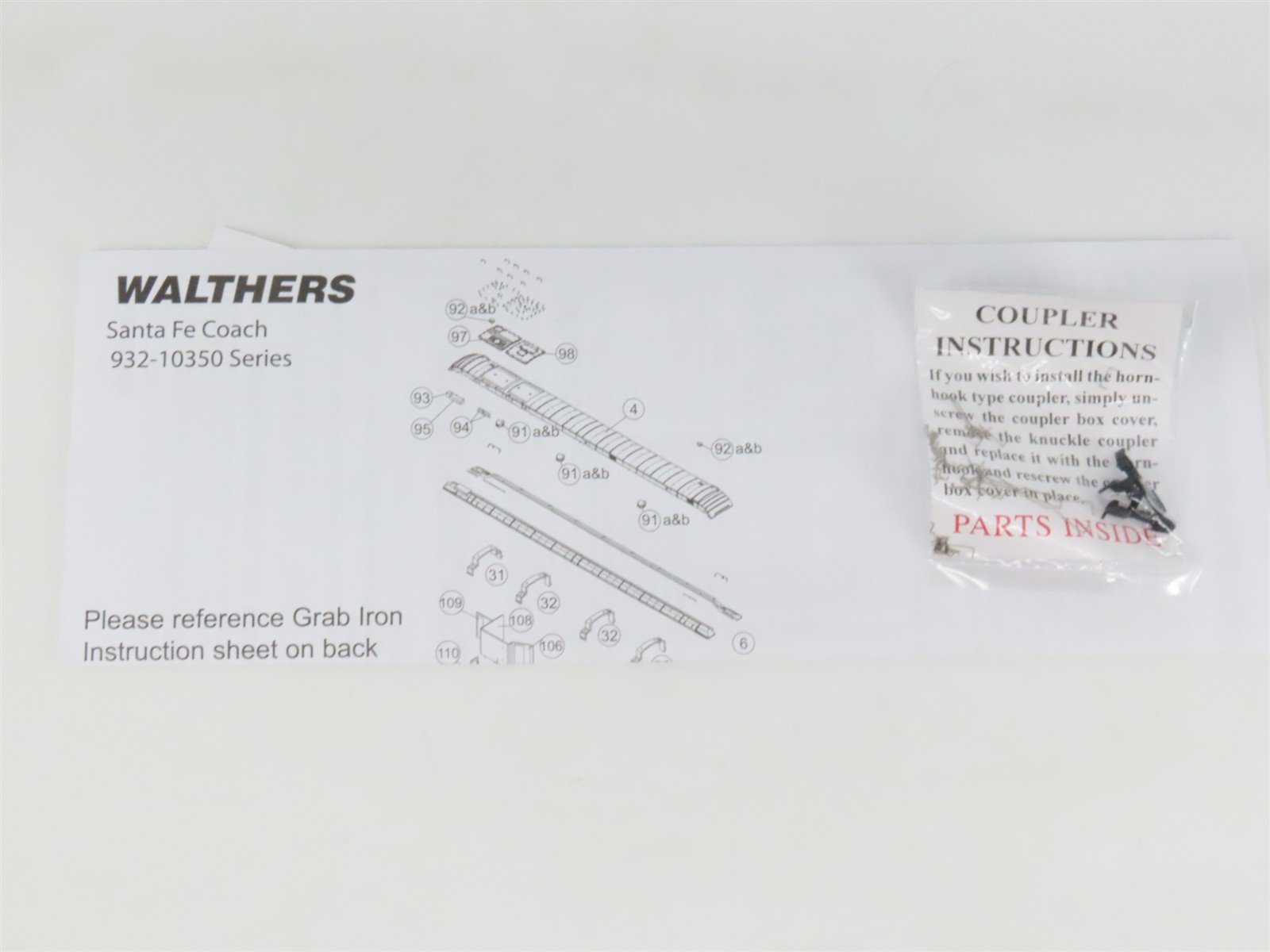 HO Scale Walthers 932-10352 ATSF Santa Fe Heavyweight Chair Passenger Car