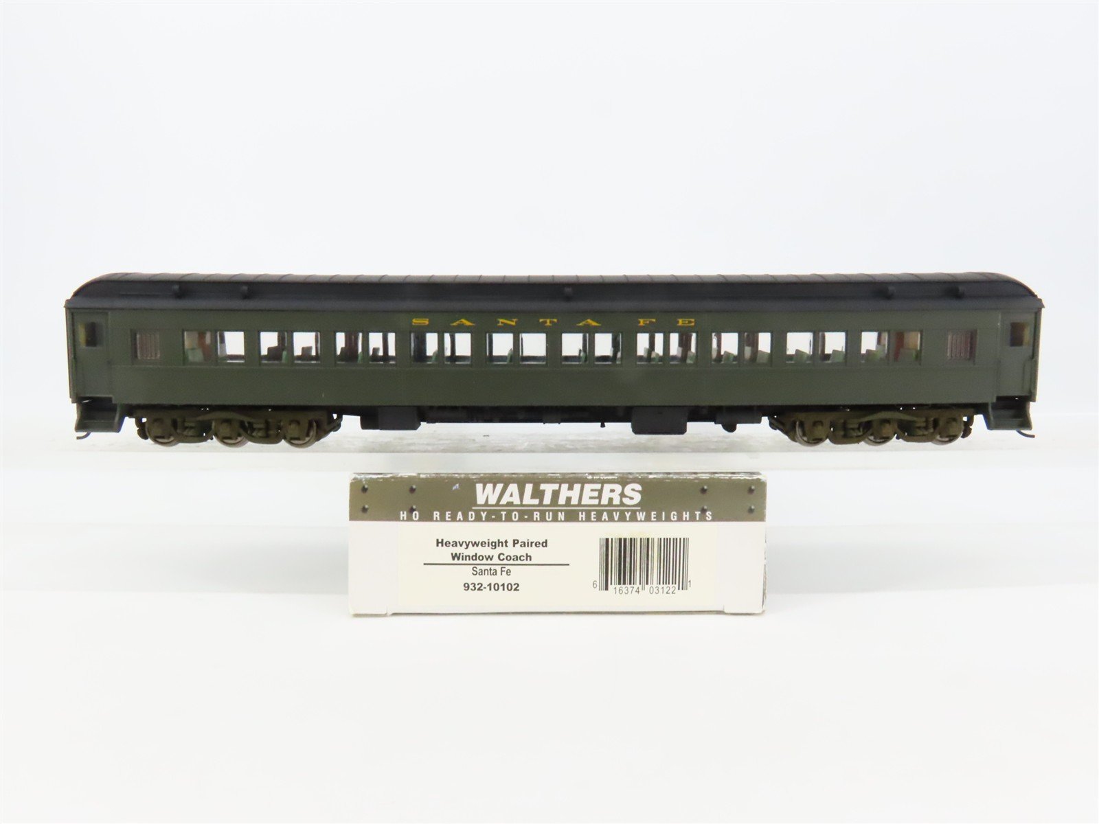 HO Scale Walthers 932-10102 ATSF Santa Fe Heavyweight Window Coach Passenger